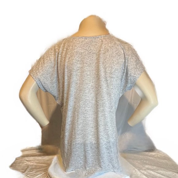 APT. 9 GRAY SHORT SLEEVE TEE WITH ANIMAL PRINT, EMBLISHEMENTS SIZE L NWOT - Picture 3 of 5